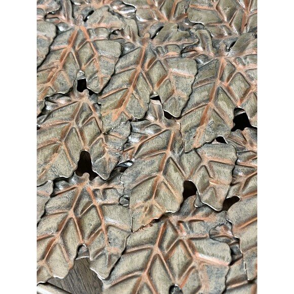 Solid Steel Embossed FALL LEAVES Square TRAY Rose Gold & Copper Boho Country - Picture 11 of 11